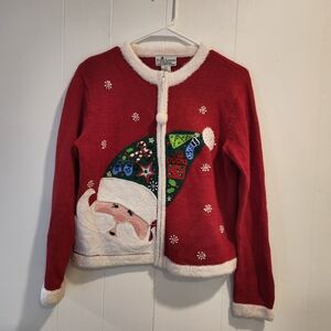 VTG Heirloom Collection Zip front Cardigan Sweater. Size 12/14